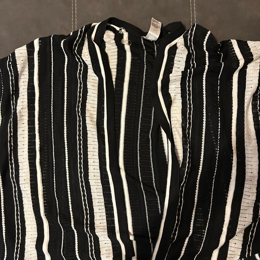 Chico's Black and White Striped Knit Top